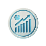 Immagine minimalista per analisi e monitoraggio dati con un grafico a barre in crescita.